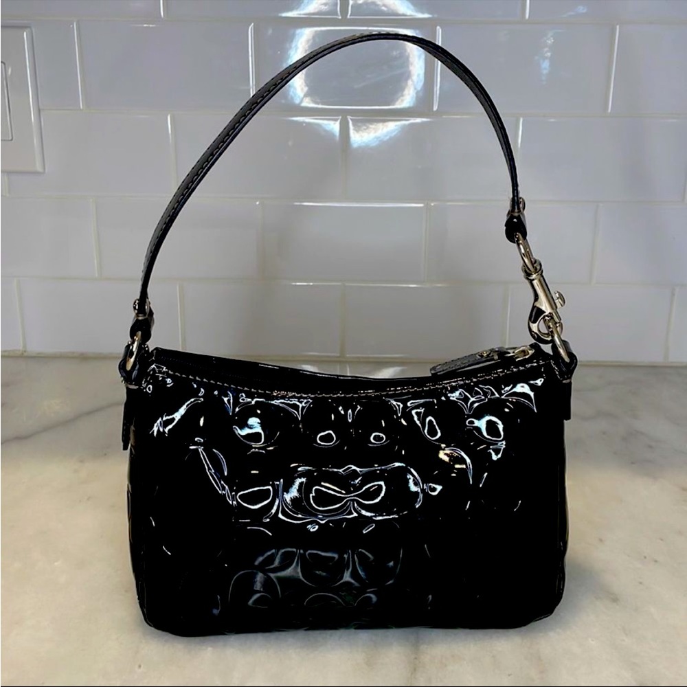 Patent Leather Shoulder Bag in Black